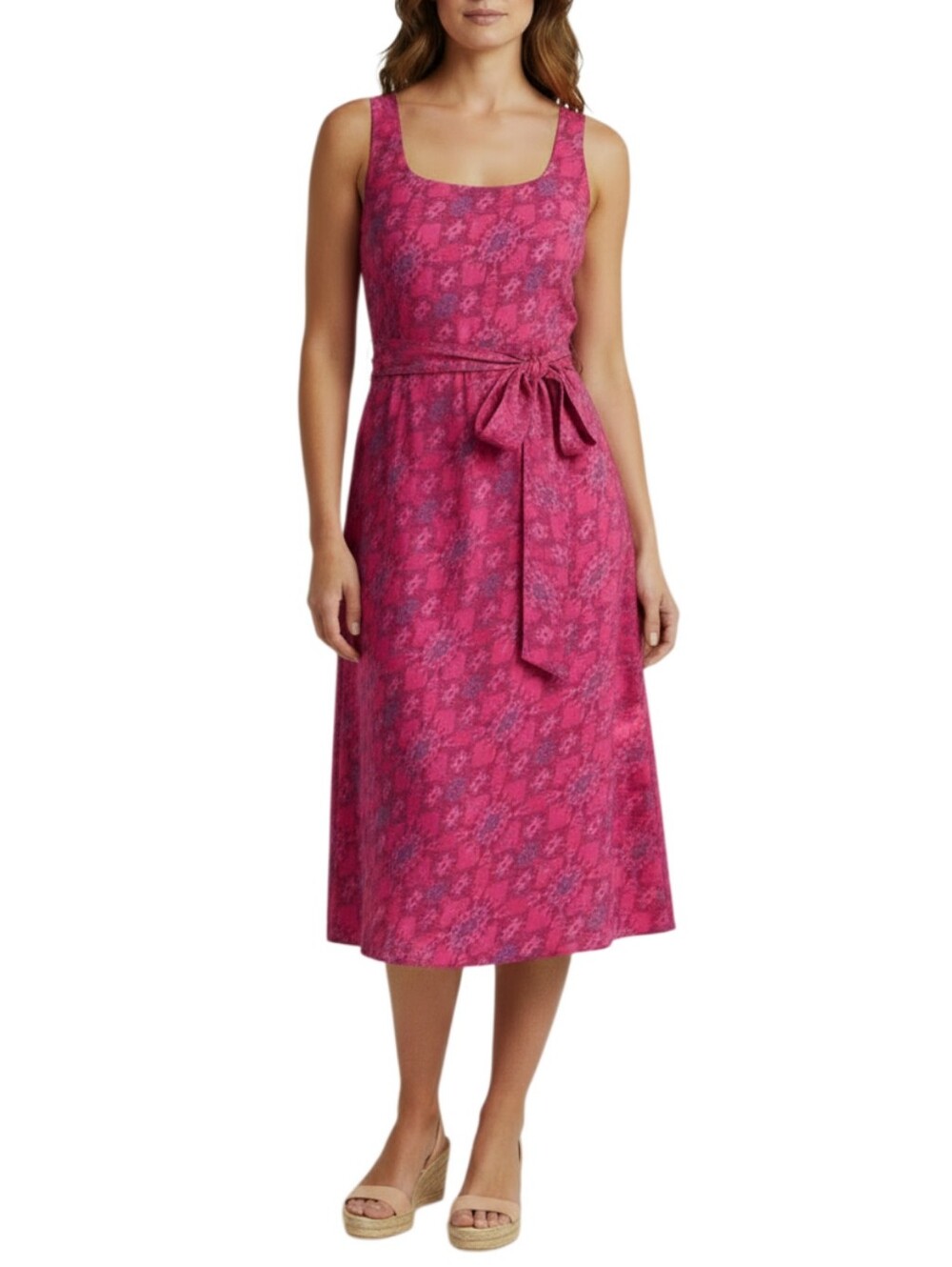 Lauren Ralph Lauren Black Label Midi Dress Size 6 Pink Geo Print Boho Chic NWOT
